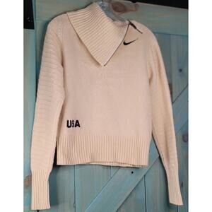 Cream Team USA 2026 Nike Sweater Asymmetric Zip Collar Ribbed Hem Winter Sports